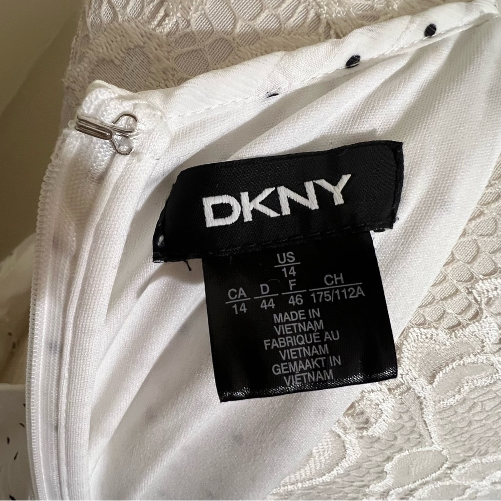 DKNY white and black polka dots spring summer sundress women’s size 14 - Picture 4 of 9